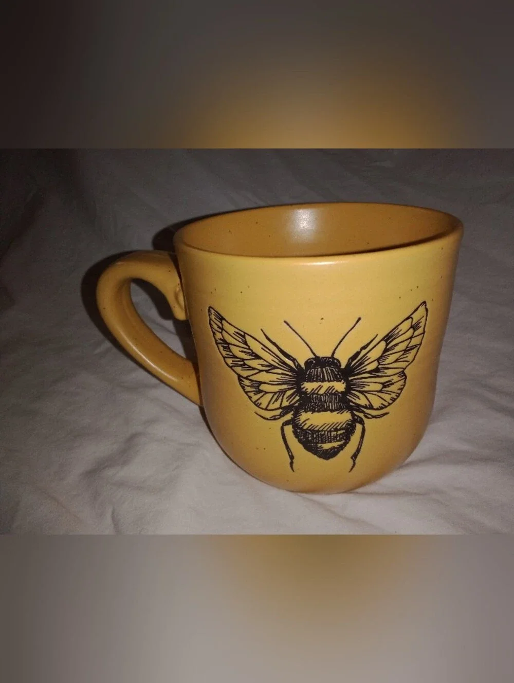 Stoneware Honey Bee Illustration Coffee Mug Cup 3 7/8